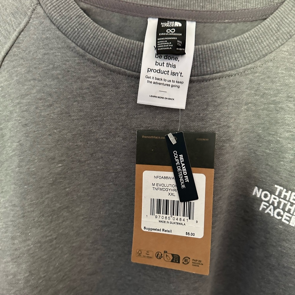 The North Face Gray Crewneck Sweater Casual Cotton Blend - Picture 3 of 3